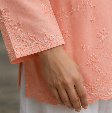 Peach Bloom Embroidered 2-Piece Suit