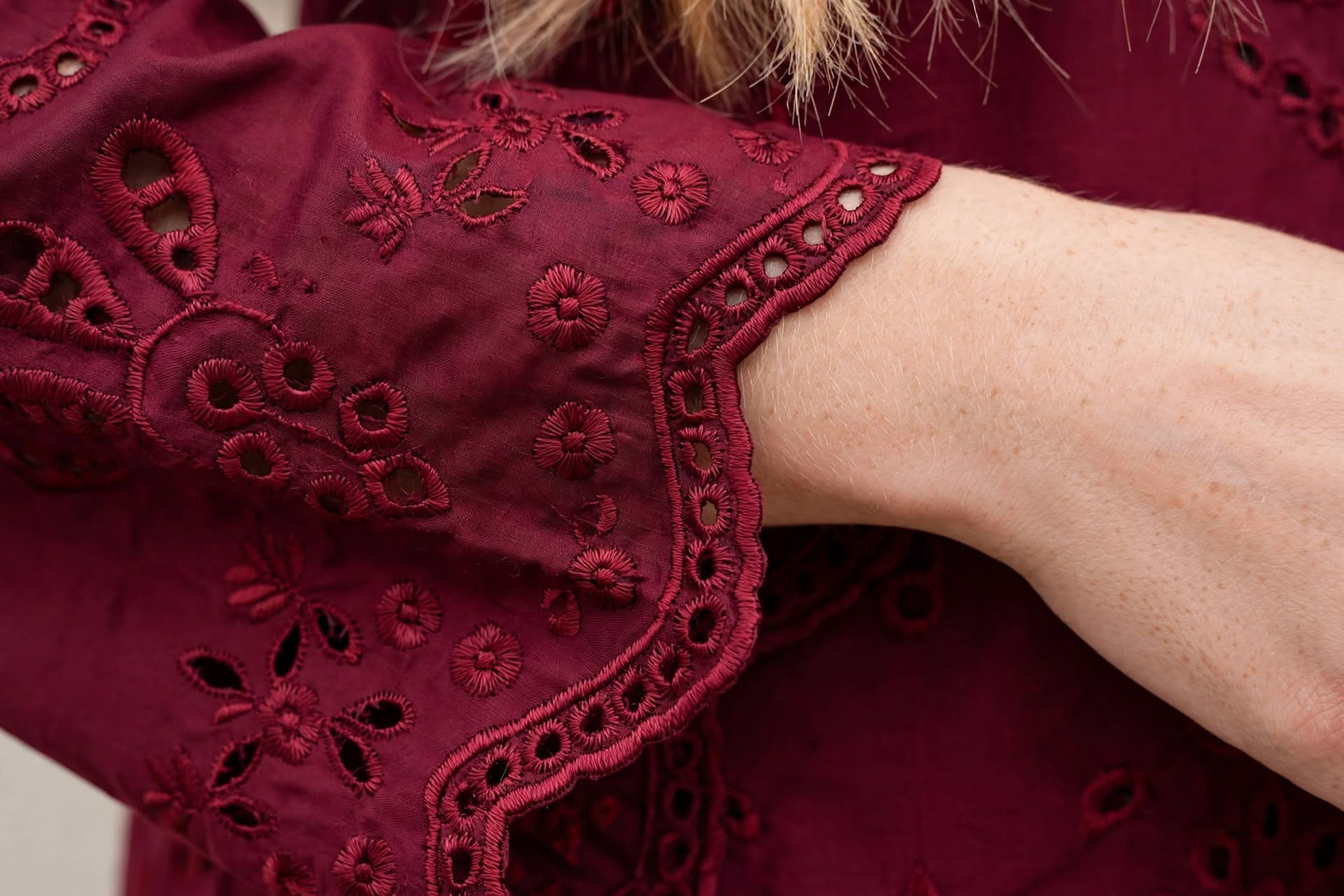 Stitched 2-Piece Elegant Maroon Schiffli Embroidered Tunic & Floral Wide-Leg Pants Set